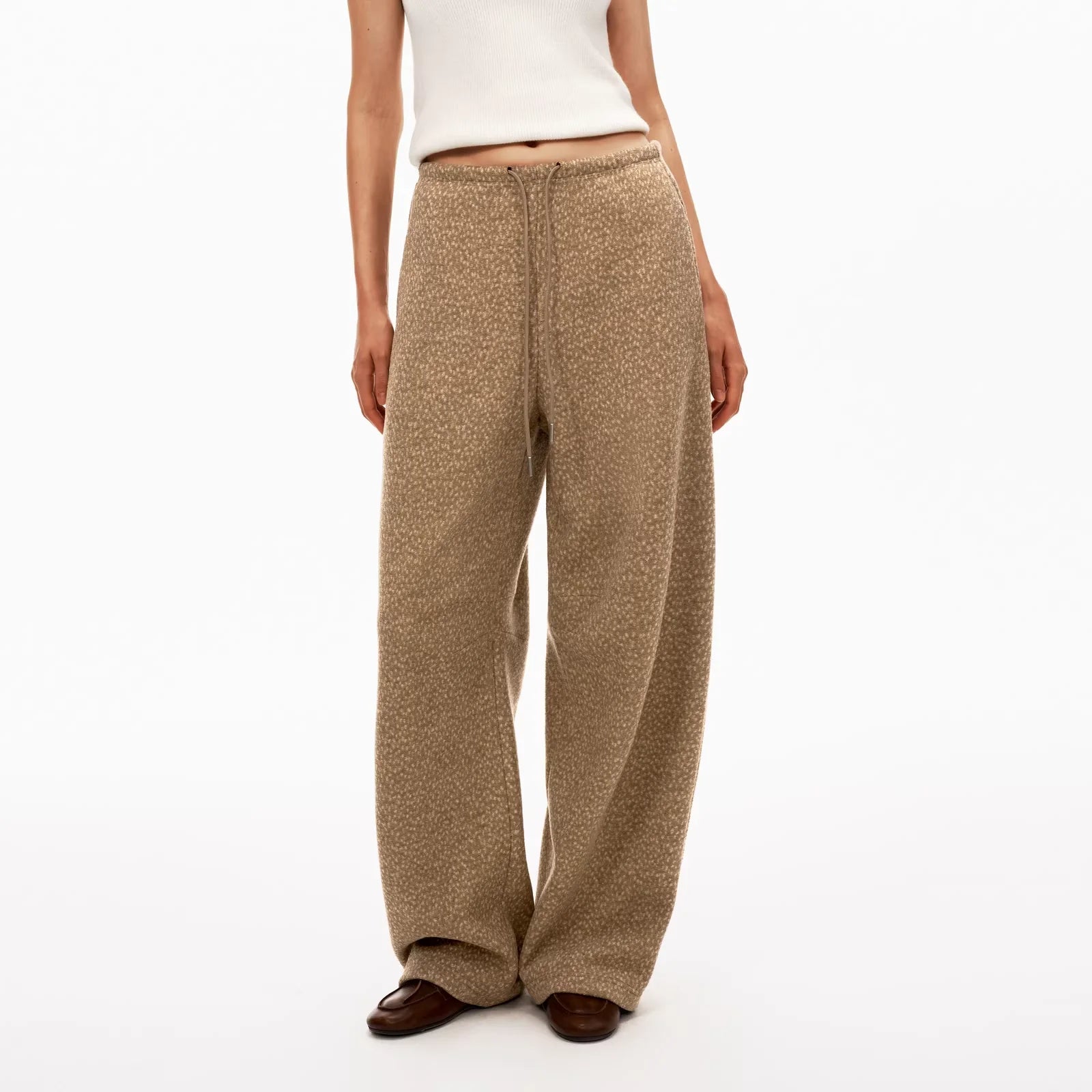 PUKI Women's Warm Fleece Wide-Leg Lounge Pants with Drawstring