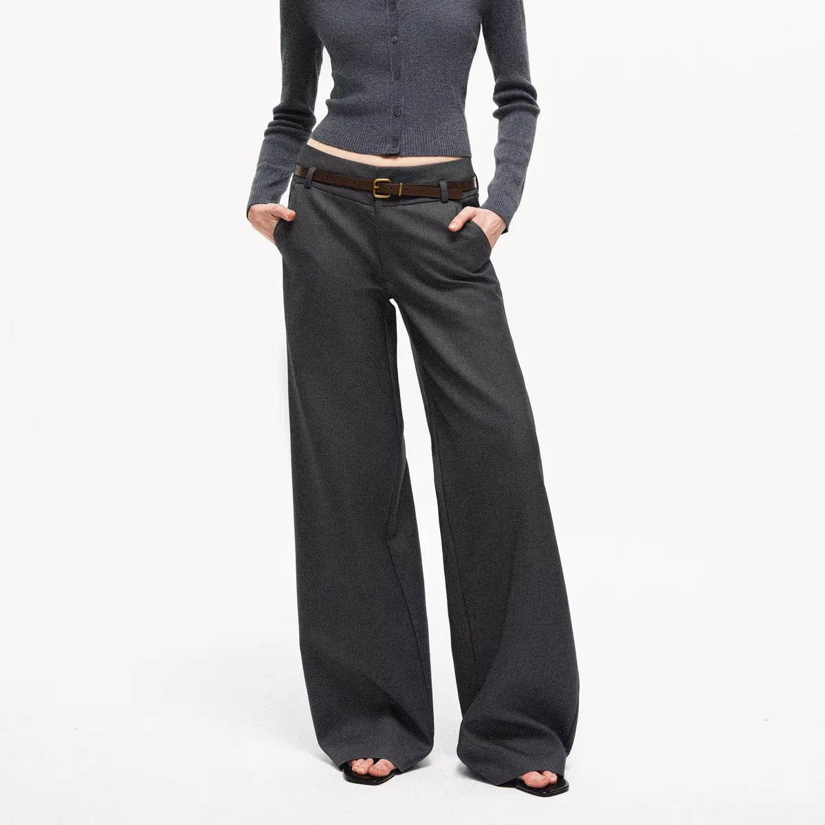 PUKI Wide-Leg Tencel Draped Trousers