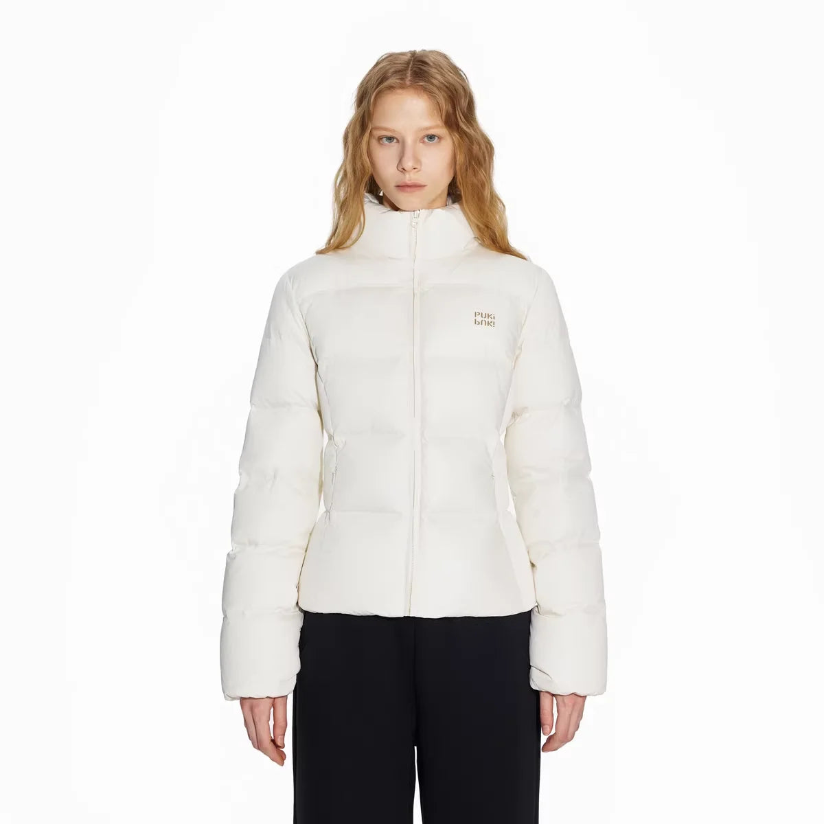 PUKI Women's Slim Fit Short Down Puffer Jacket with High Neck