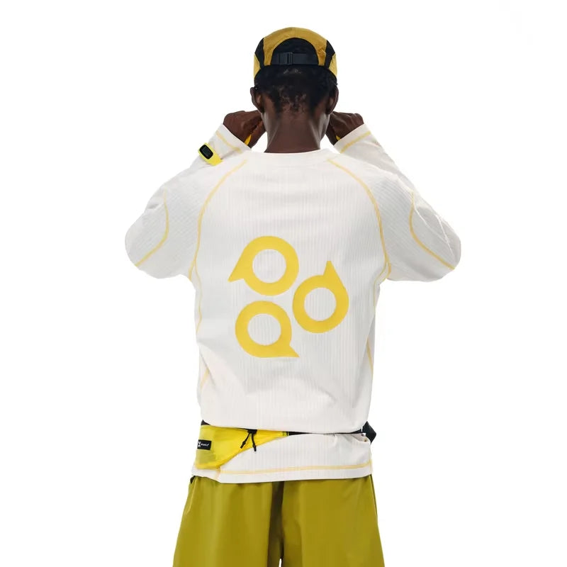 FPA Men's Quick-Dry Long-Sleeve Sports T-Shirt with Contrast Stitching