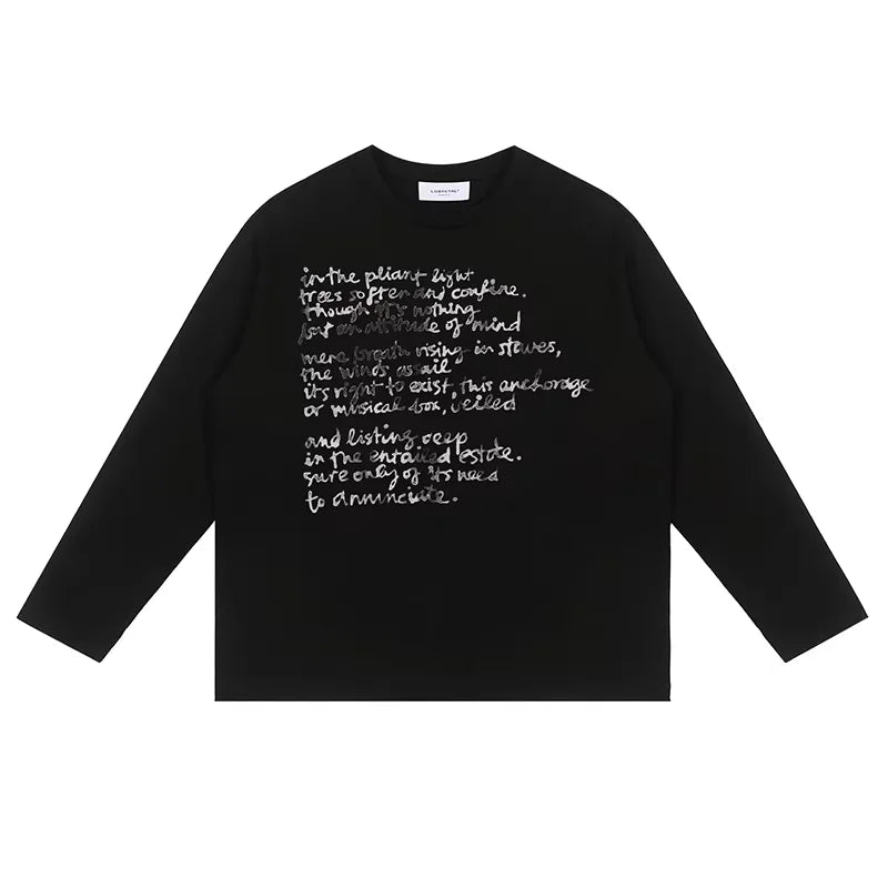 LOSTCTRL Unisex Handwritten Print Long Sleeve T-Shirt