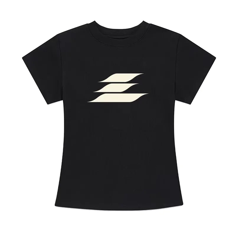 LOSTCTRL Slim Fit Cotton Crew Neck T-Shirt with Logo - Women's Summer Style