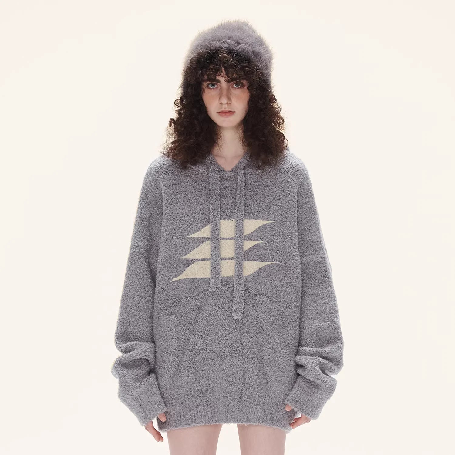 LOSTCTRL Embroidered Hooded Knit Cardigan for Men and Women