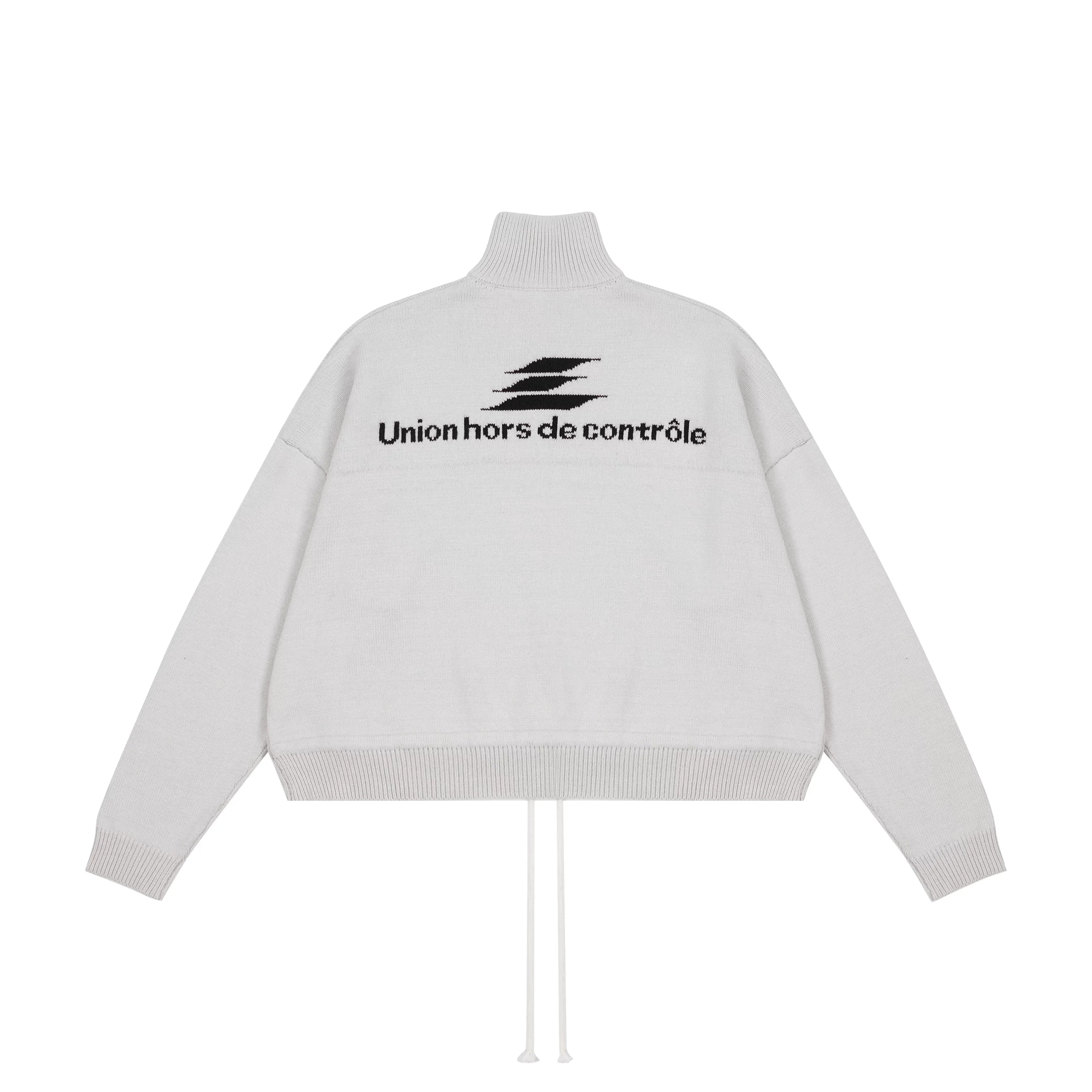 LOSTCTRL Men's High Neck Half-Zip Graphic Knit Sweater