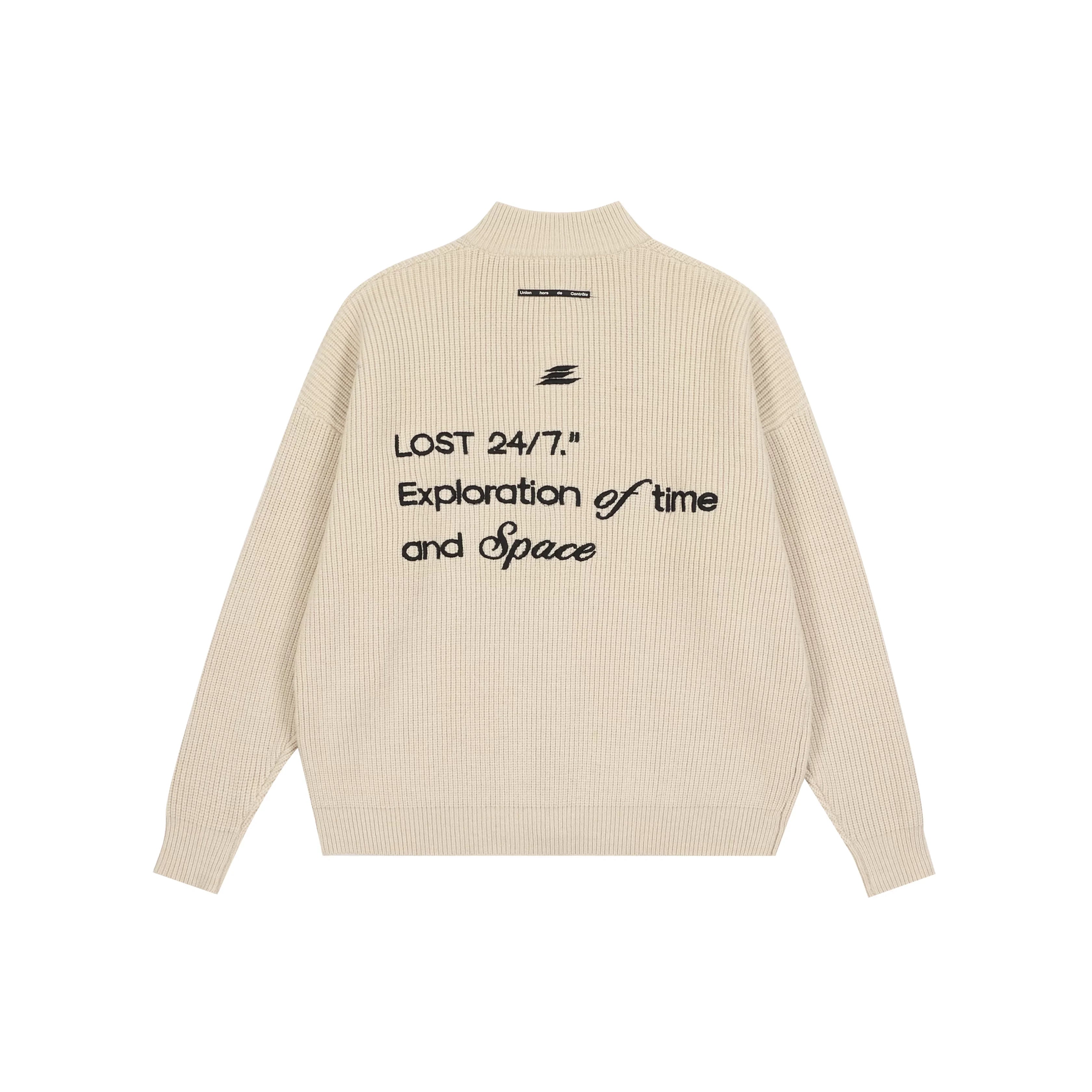 LOSTCTRL Minimalist Knit Half Turtleneck Zipper Cardigan Sweater