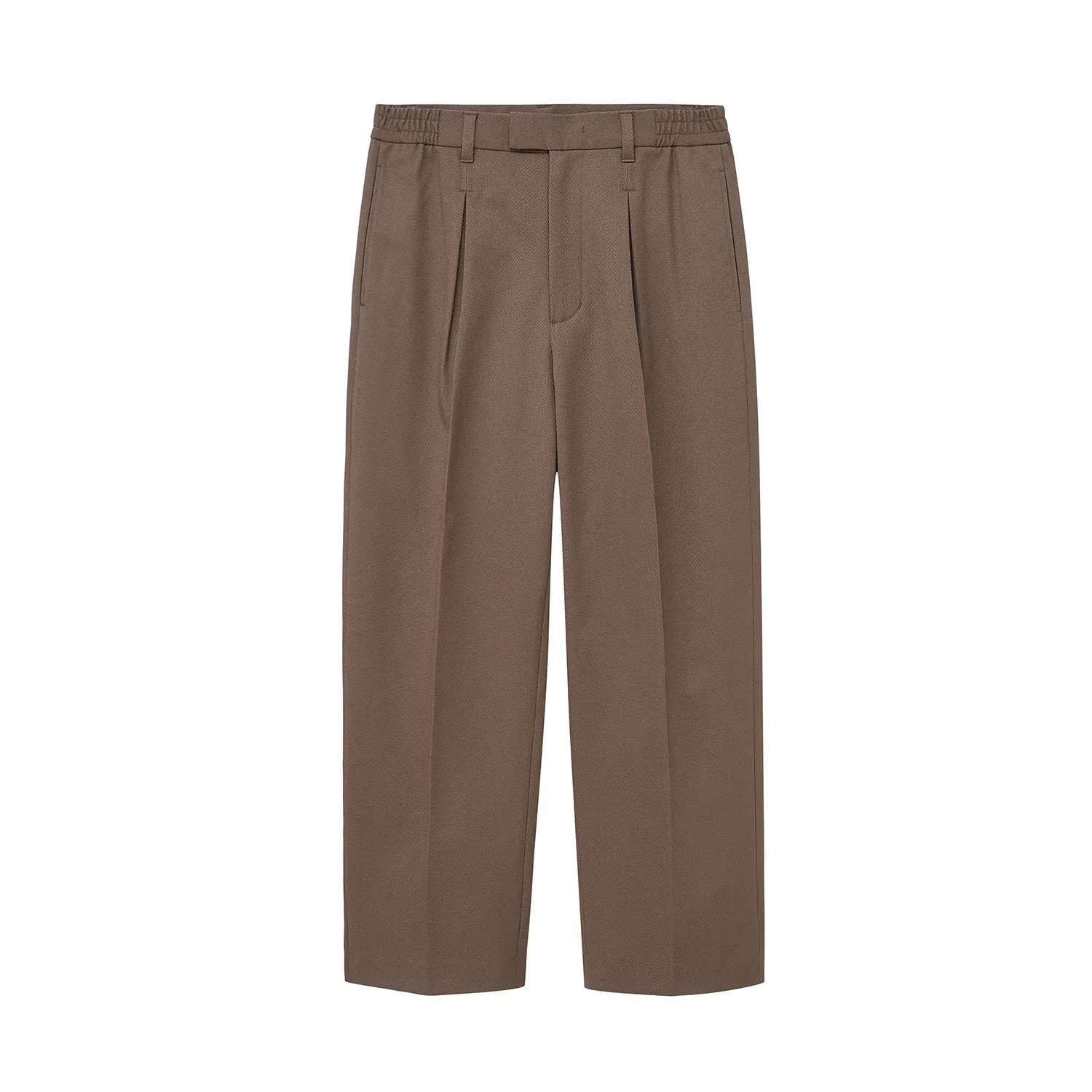 NANS Menswear Men's Pleated Cropped Trousers with Semi-Elastic Waist