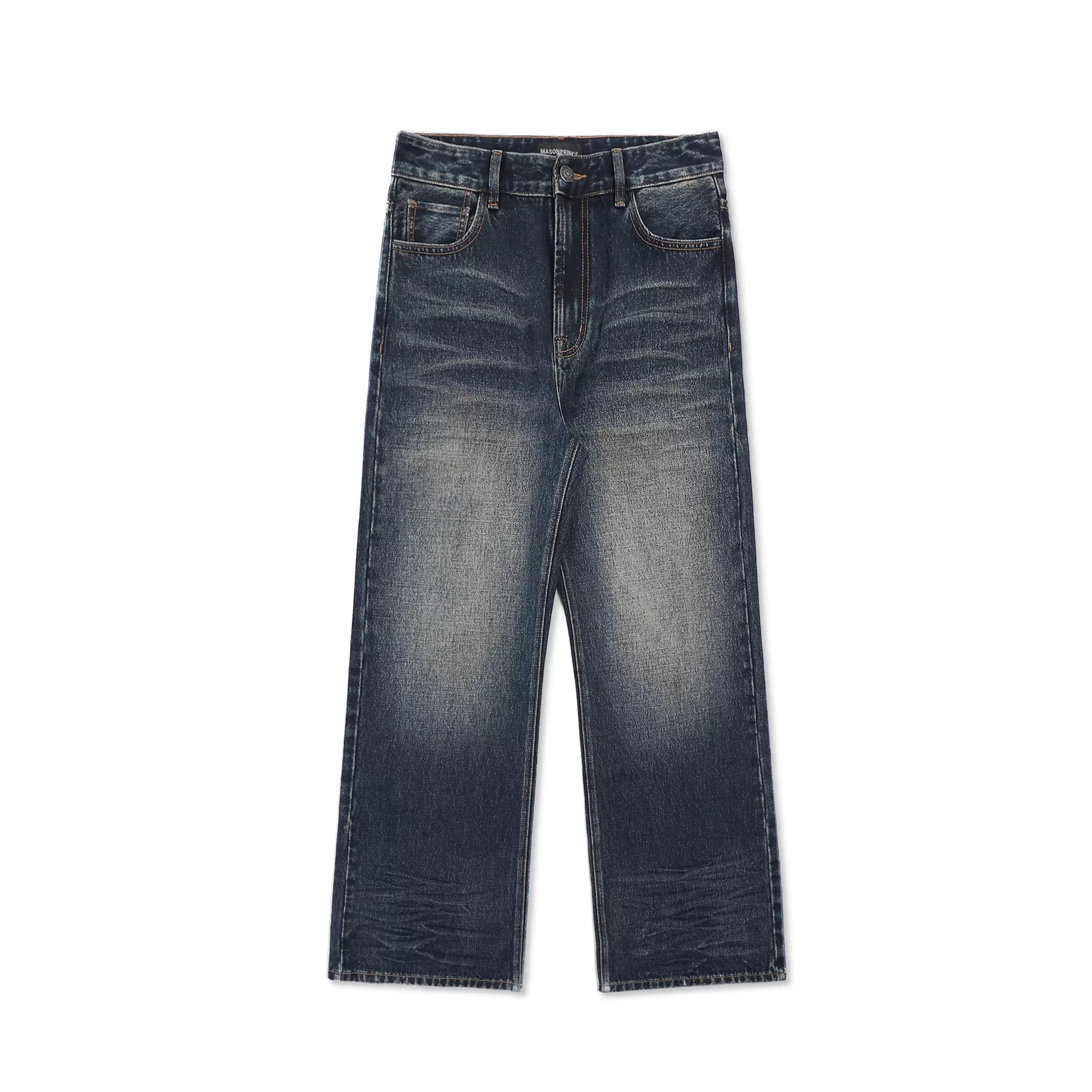 MASONPRINCE Indigo Washed Mid-Rise Wide-Leg Jeans