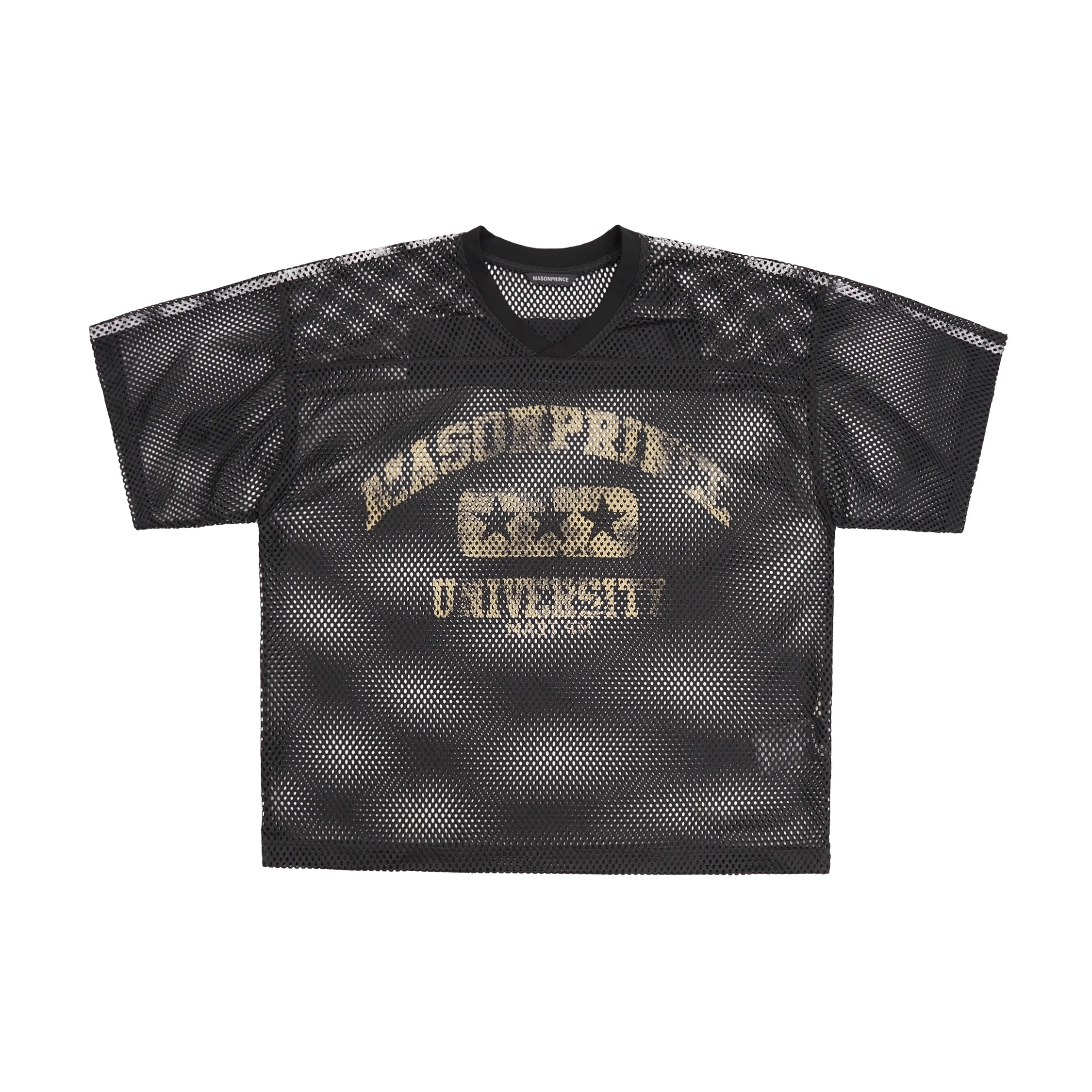 MASONPRINCE No.8 V-Neck Mesh Jersey with Red Accents