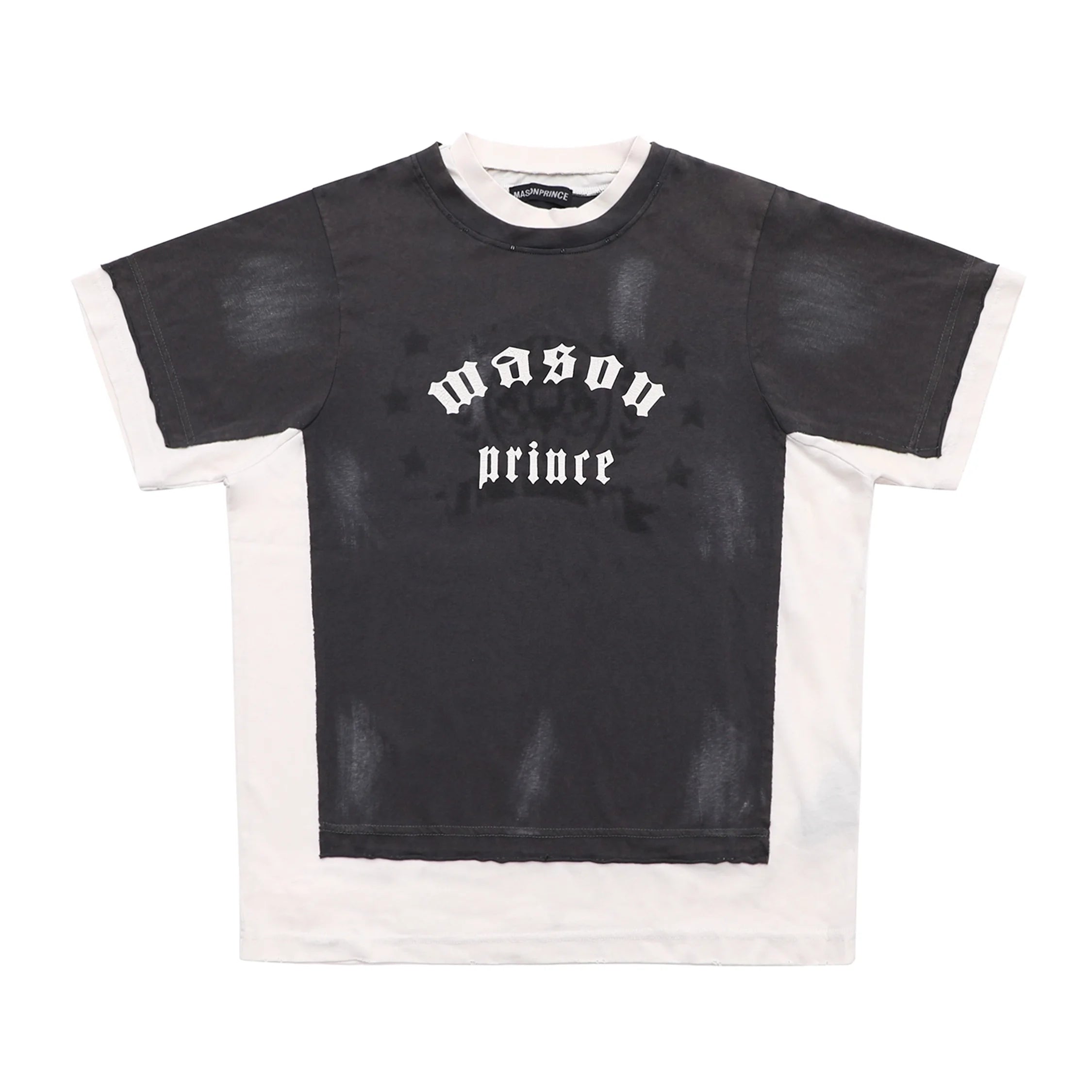 MASONPRINCE Lightweight Colorblock Deconstructed Double Print T-Shirt