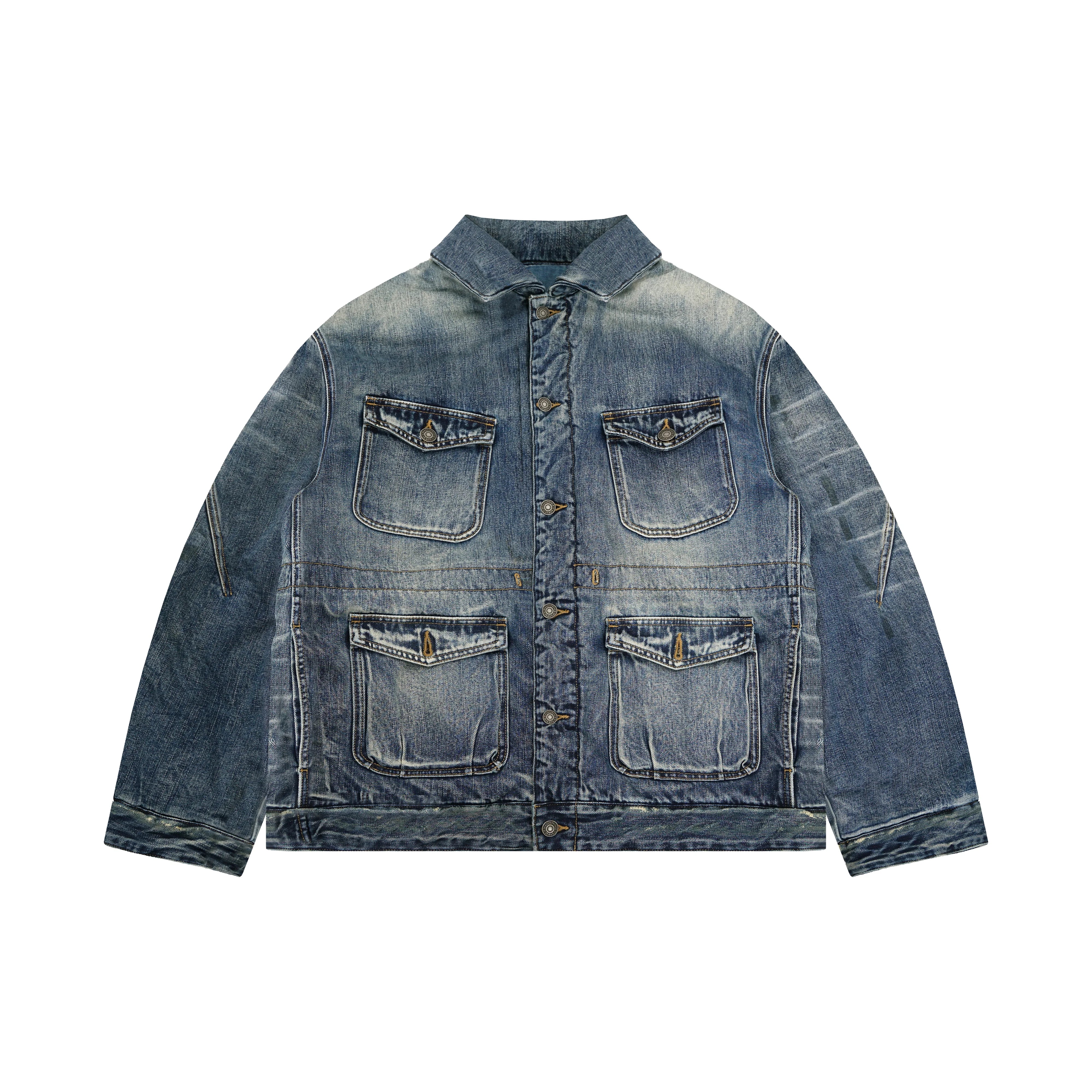 MASONPRINCE Men's Vintage Washed Padded Denim Jacket