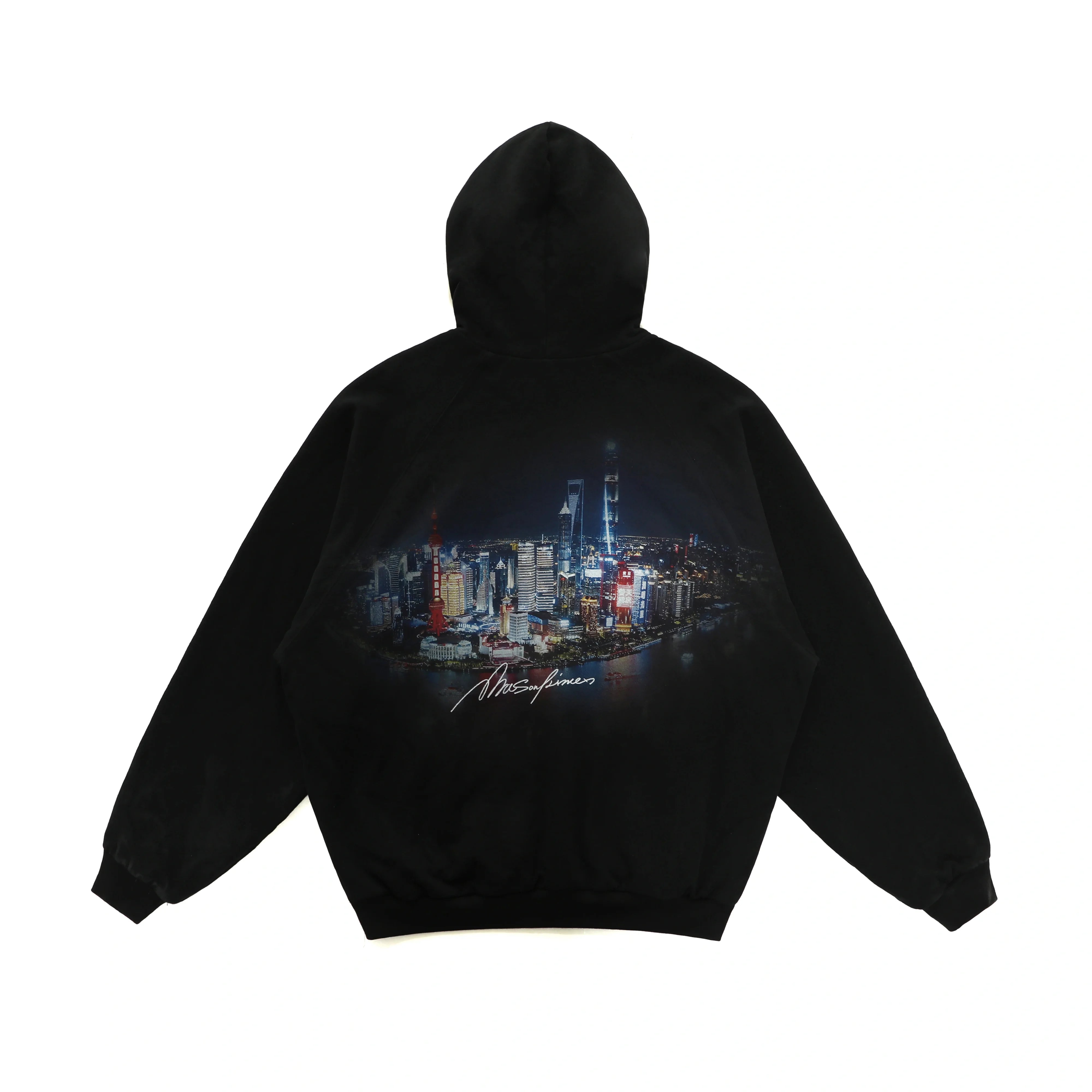 MASONPRINCE Double-Layer Sweatshirt Jacket with Shanghai Skyline Print