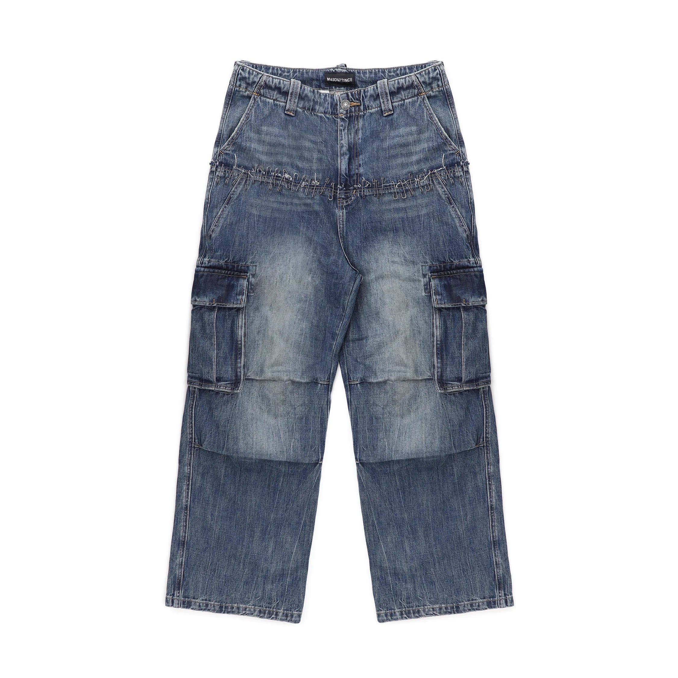 MASONPRINCE DIY Safety Pin Utility Cargo Jeans