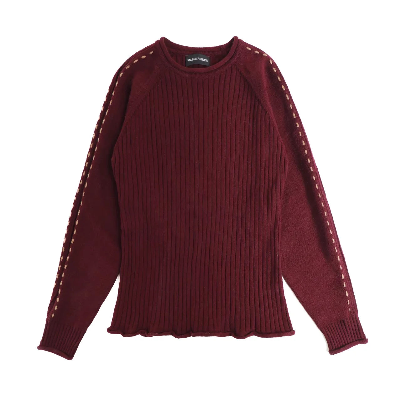 MASONPRINCE 90 Patch Ribbed Crew Neck Sweater