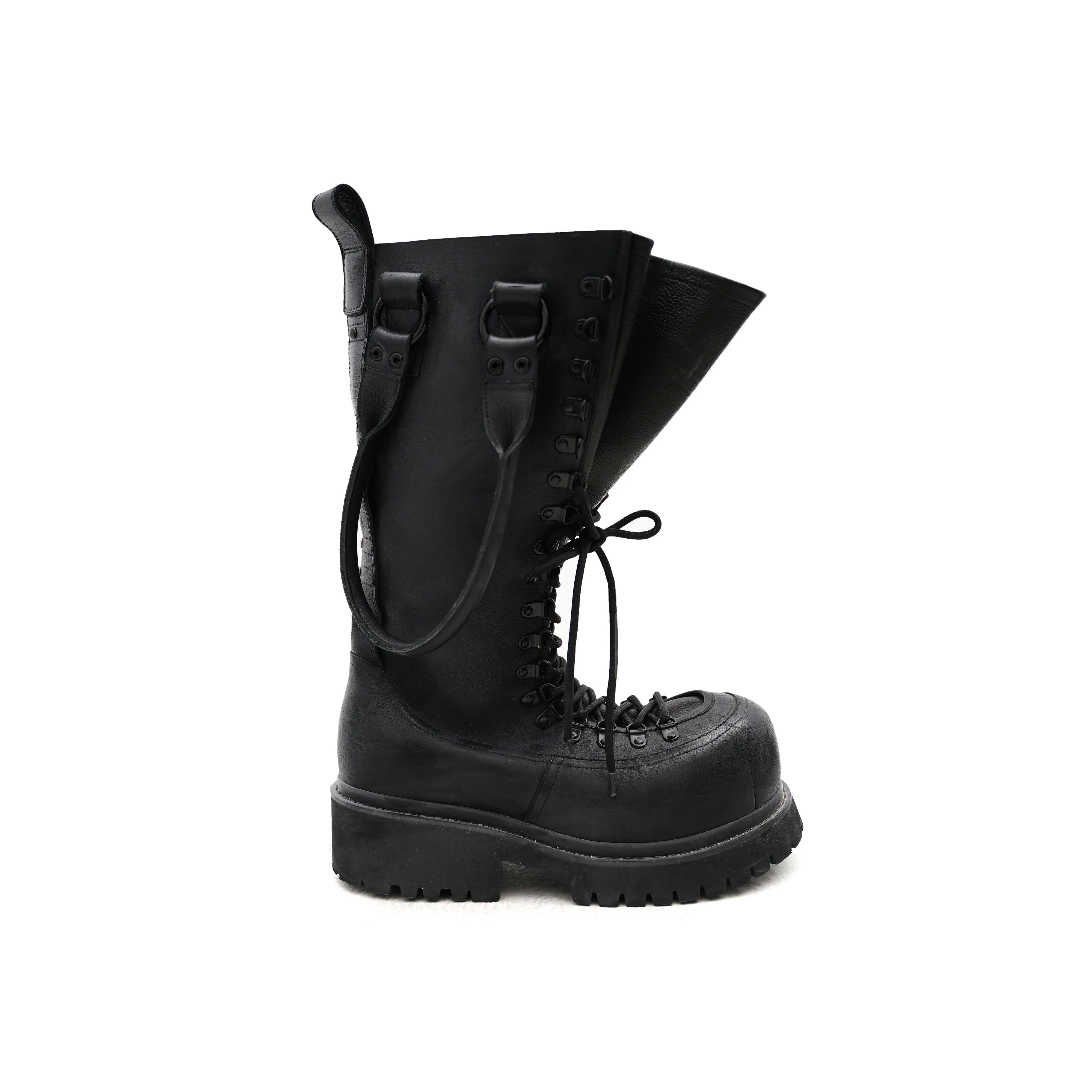 MASONPRINCE Men's Top-Grain Leather Lace-Up Combat Boots