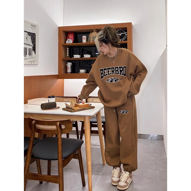 BeerBro Women's Retro Loose-Fit Sweatpants Set