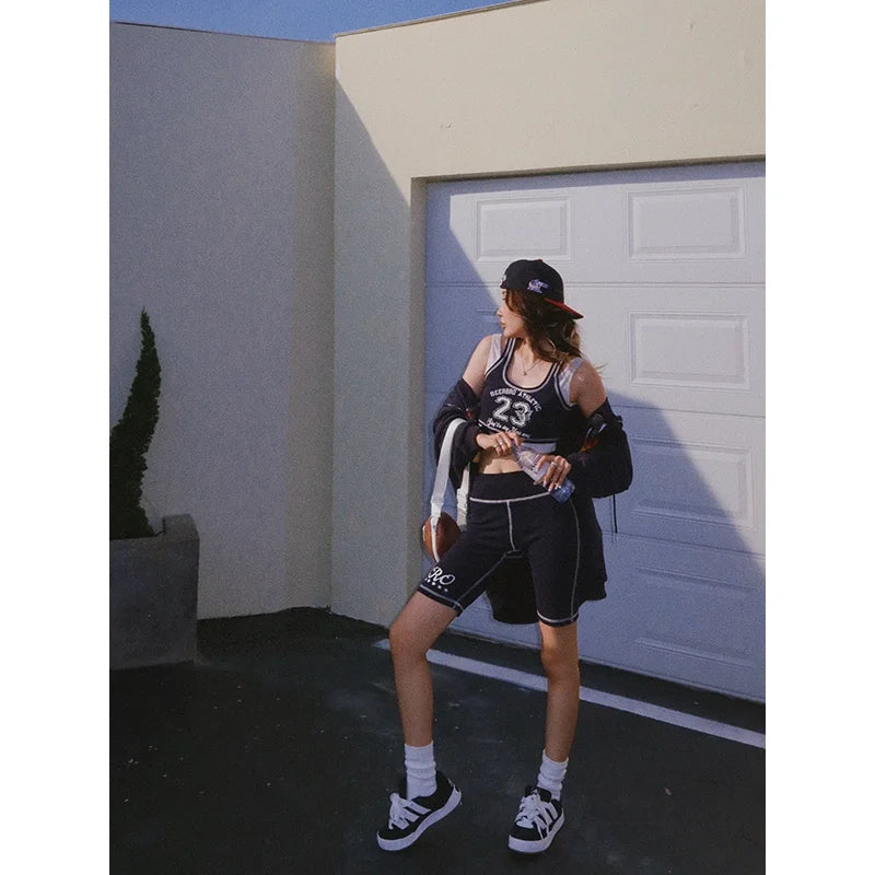 BeerBro Women's Retro Athletic Tank Top and Cycling Shorts Set