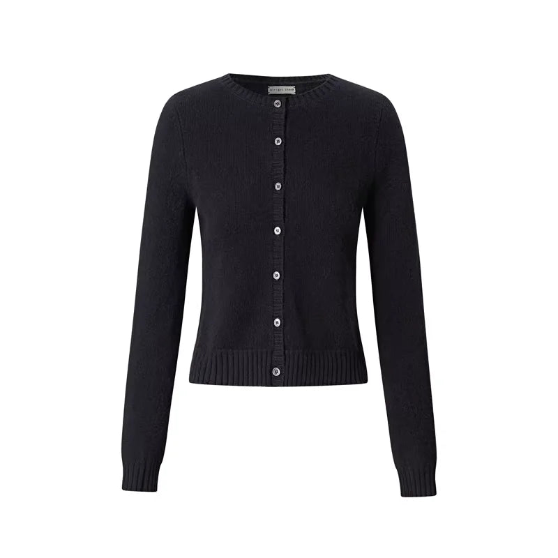 alright then Lambswool Slim Fit Cropped Button-Up Cardigan
