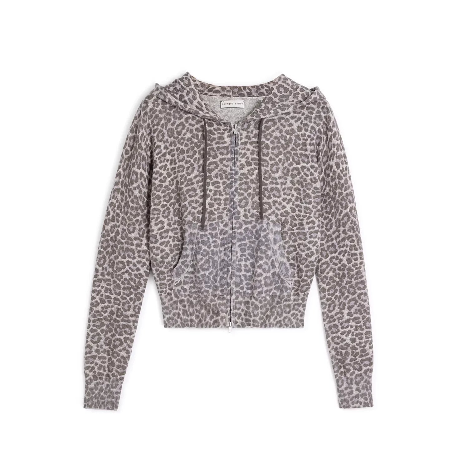 alright then Leopard Print Fitted Hooded Cardigan