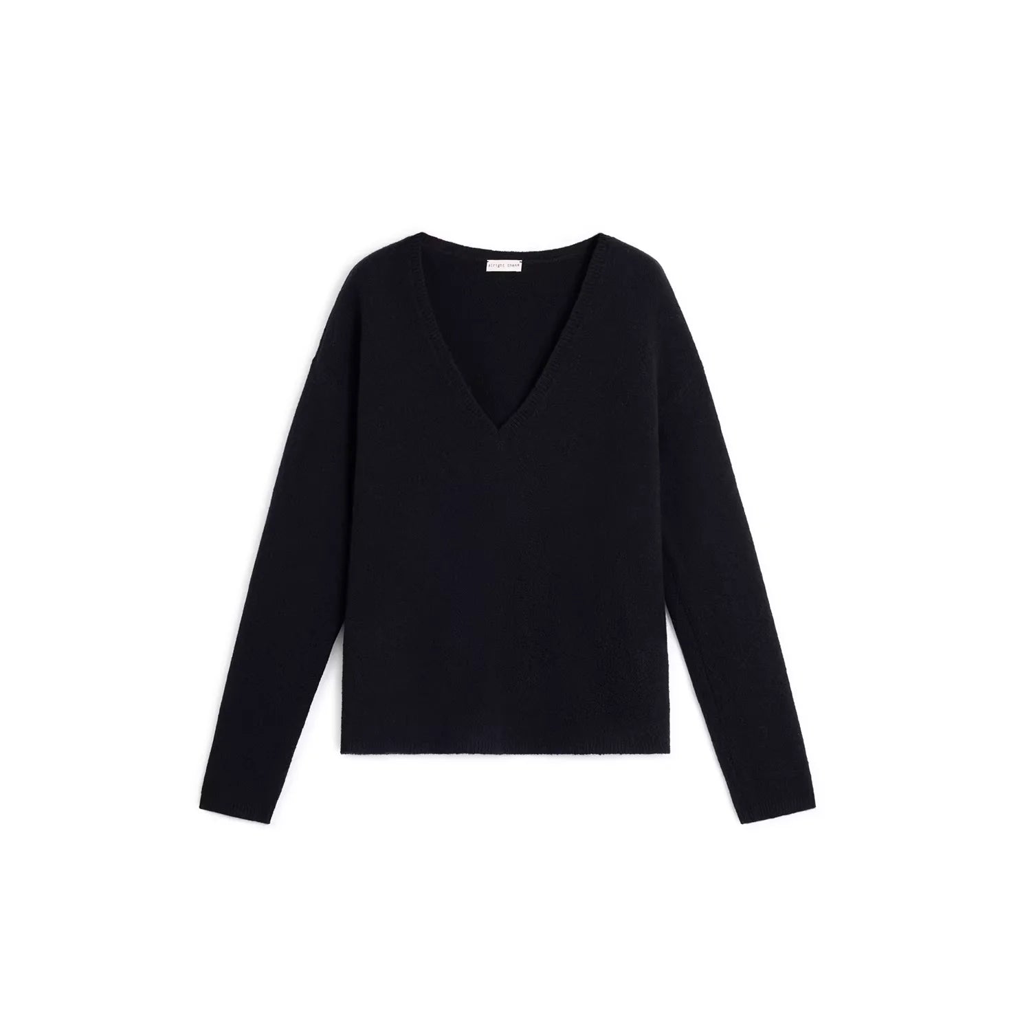 alright then Women's Three-Color Deep V Alpaca Wool Pullover Sweater