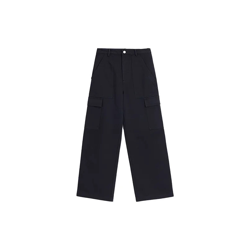 alright then Loose Fit Heavyweight Cotton Cargo Pants with Velcro Pockets