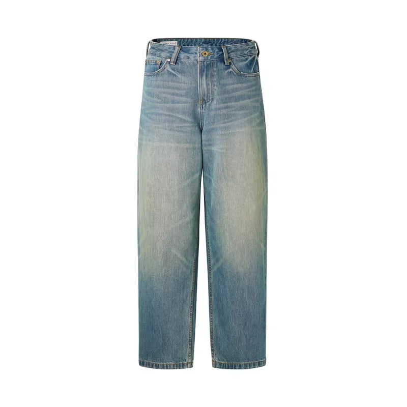 alright then Mid-Rise Wide-Leg Vintage Wash Jeans