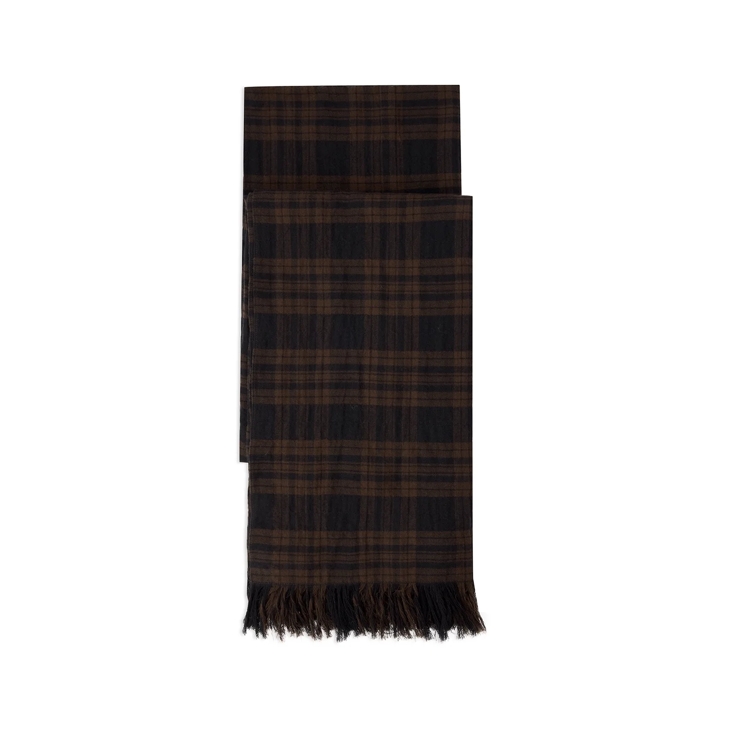 alright then Vintage Plaid Cotton Scarf with Handmade Tassels