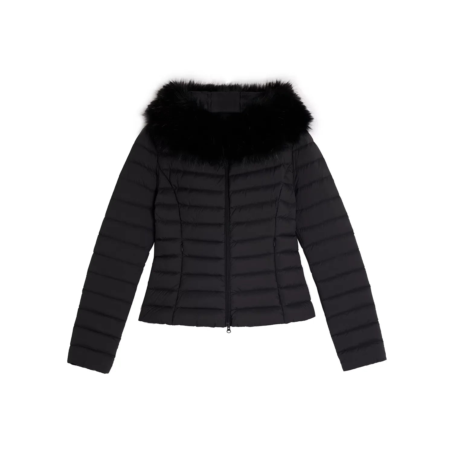 alright then Women's Slim Fit Hooded Down Coat with Detachable Fur Collar
