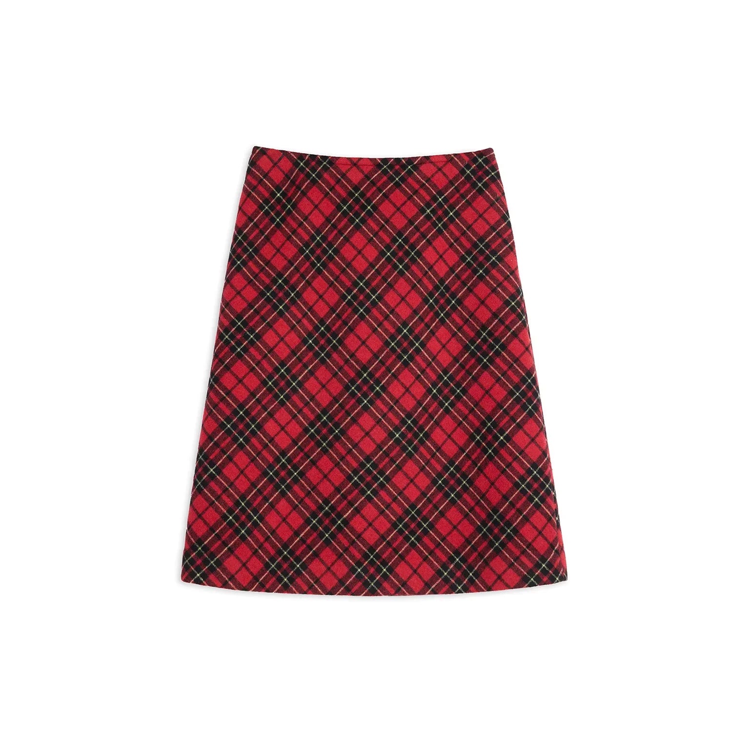 alright then Plaid Wool Blend A-Line Mid-Length Skirt