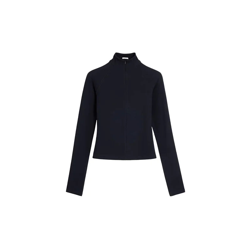 alright then Women's Three-Color Slim Fit Zip-Up Fleece Jacket