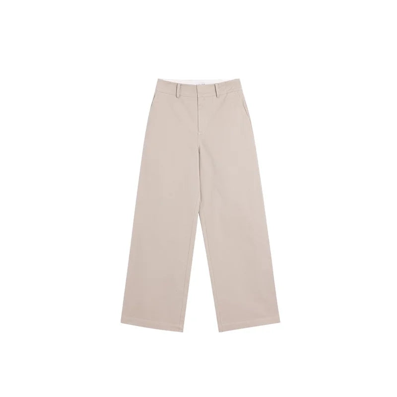 alright then High-Density Cotton Twill Straight-Leg Casual Pants
