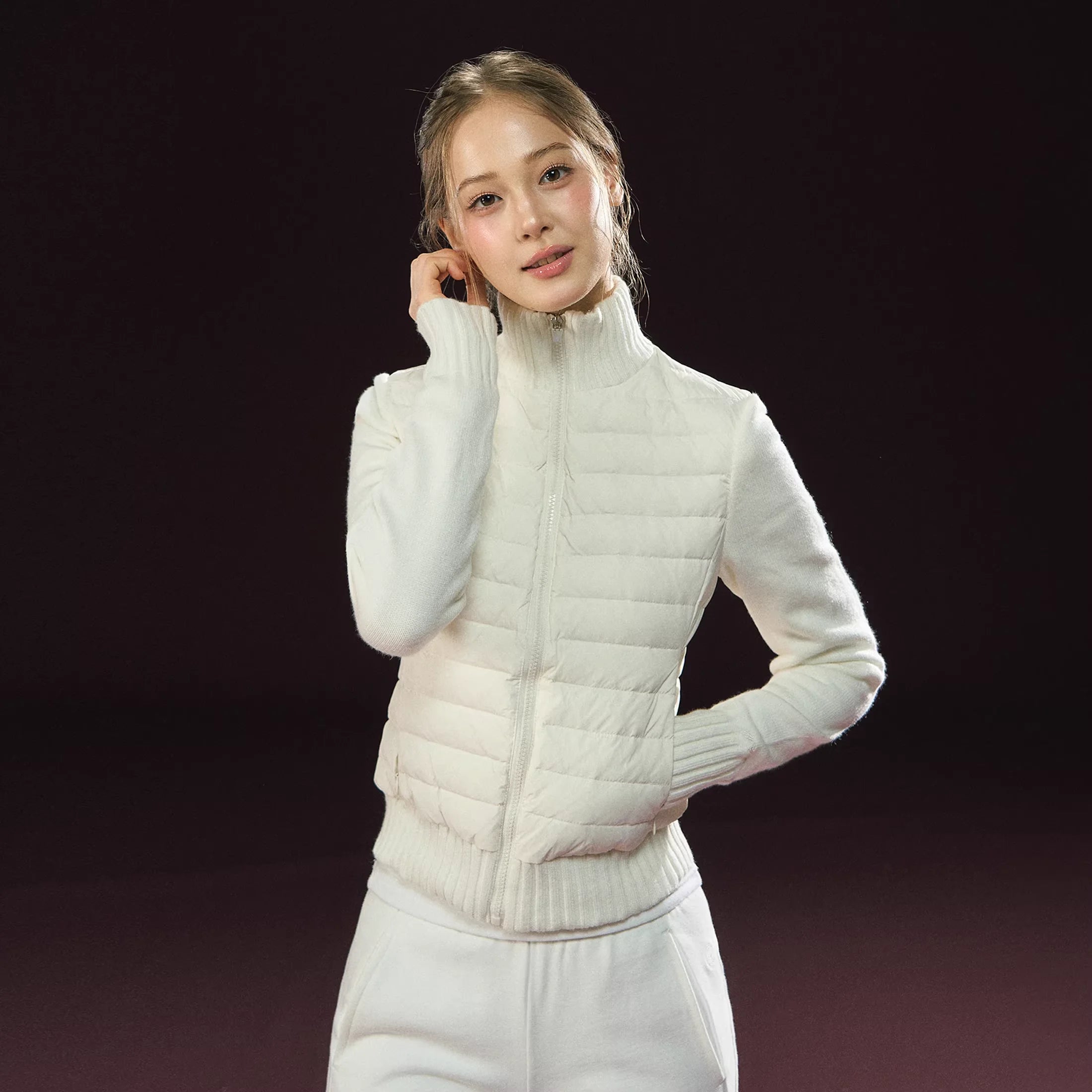 ARISEISM Women's Lightweight Patchwork Down Jacket with Stand Collar