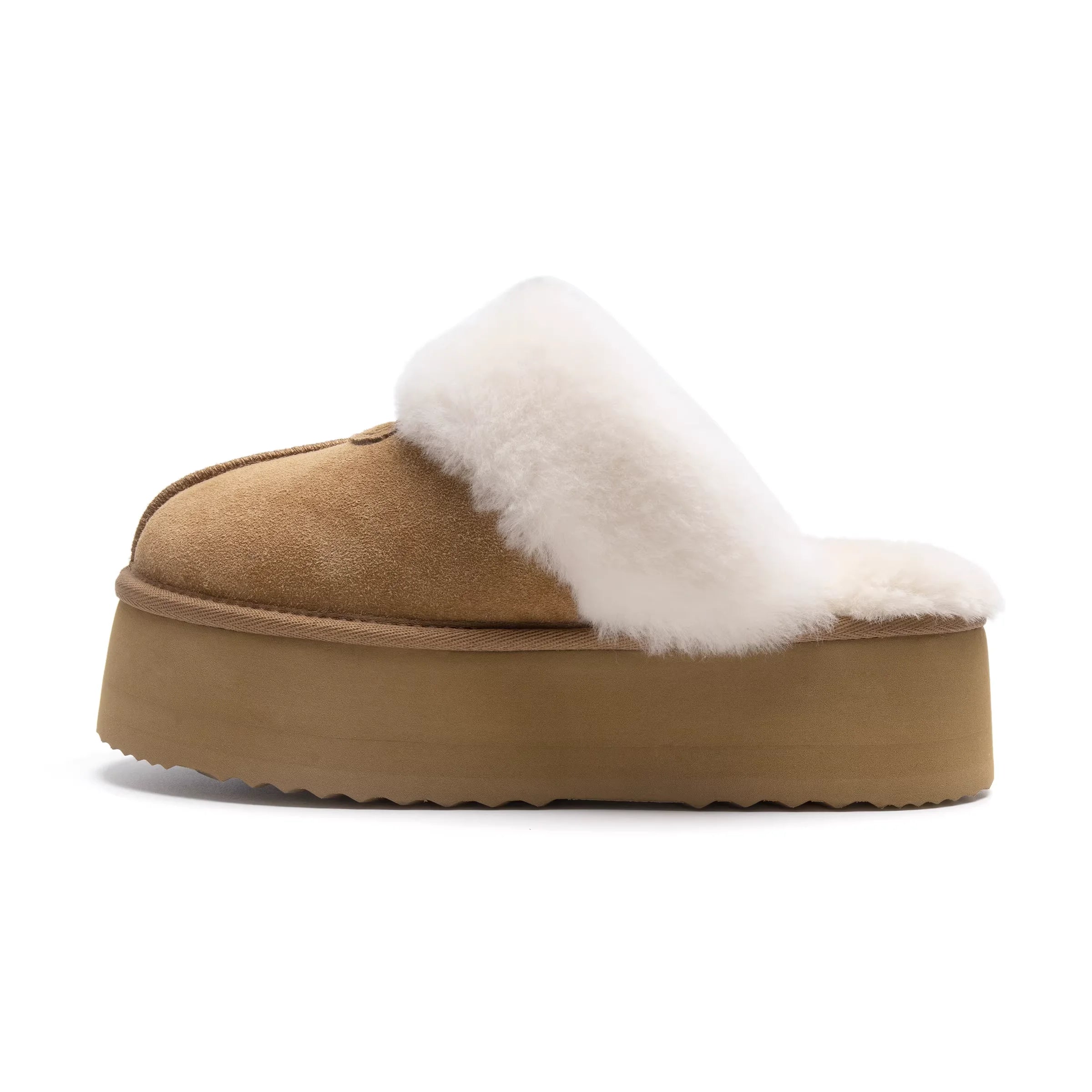 ARISEISM Women's Furry Backless Platform Slippers for Outdoor Wear