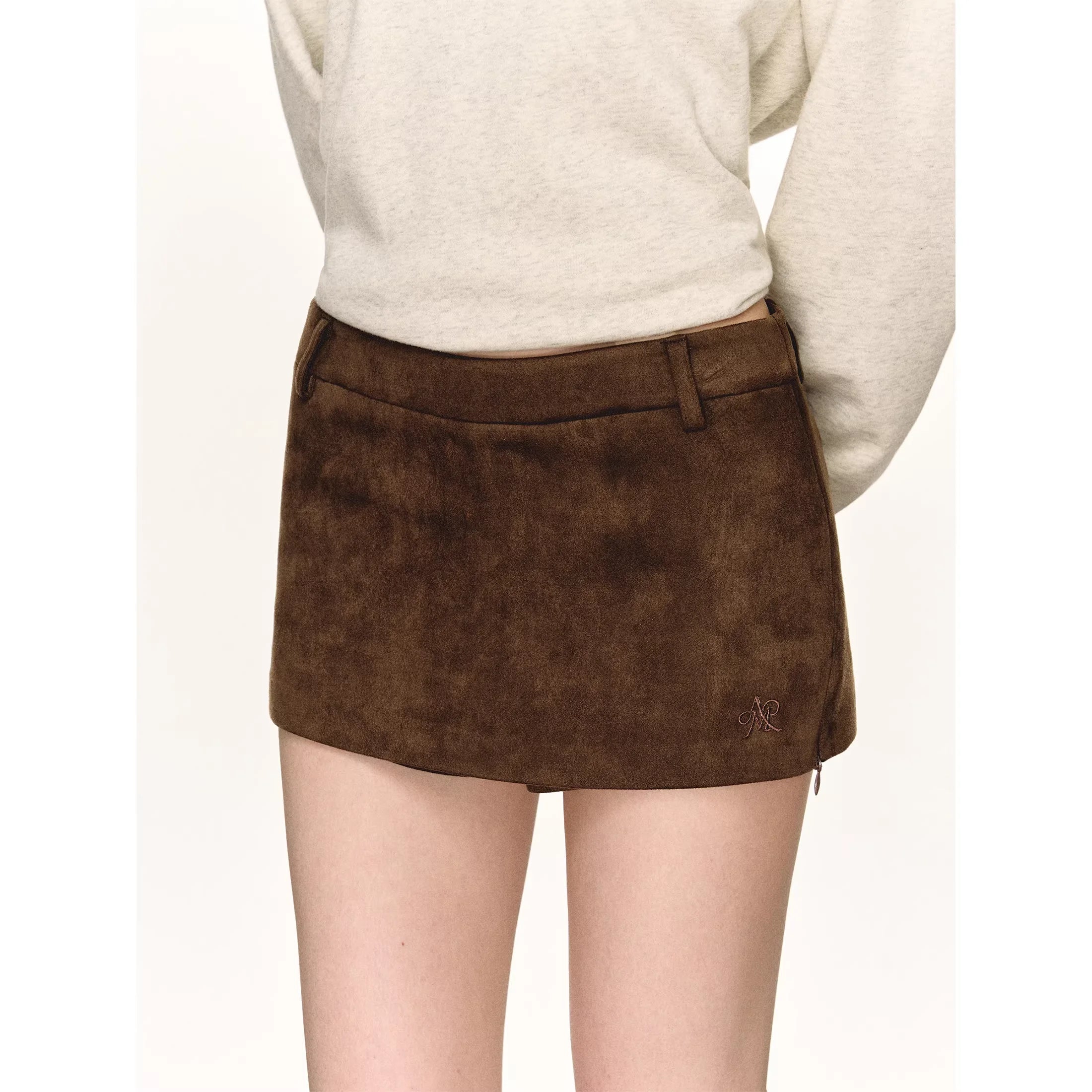 ARISEISM Suede Brown Bodycon Mini Skirt - Autumn Style for Women