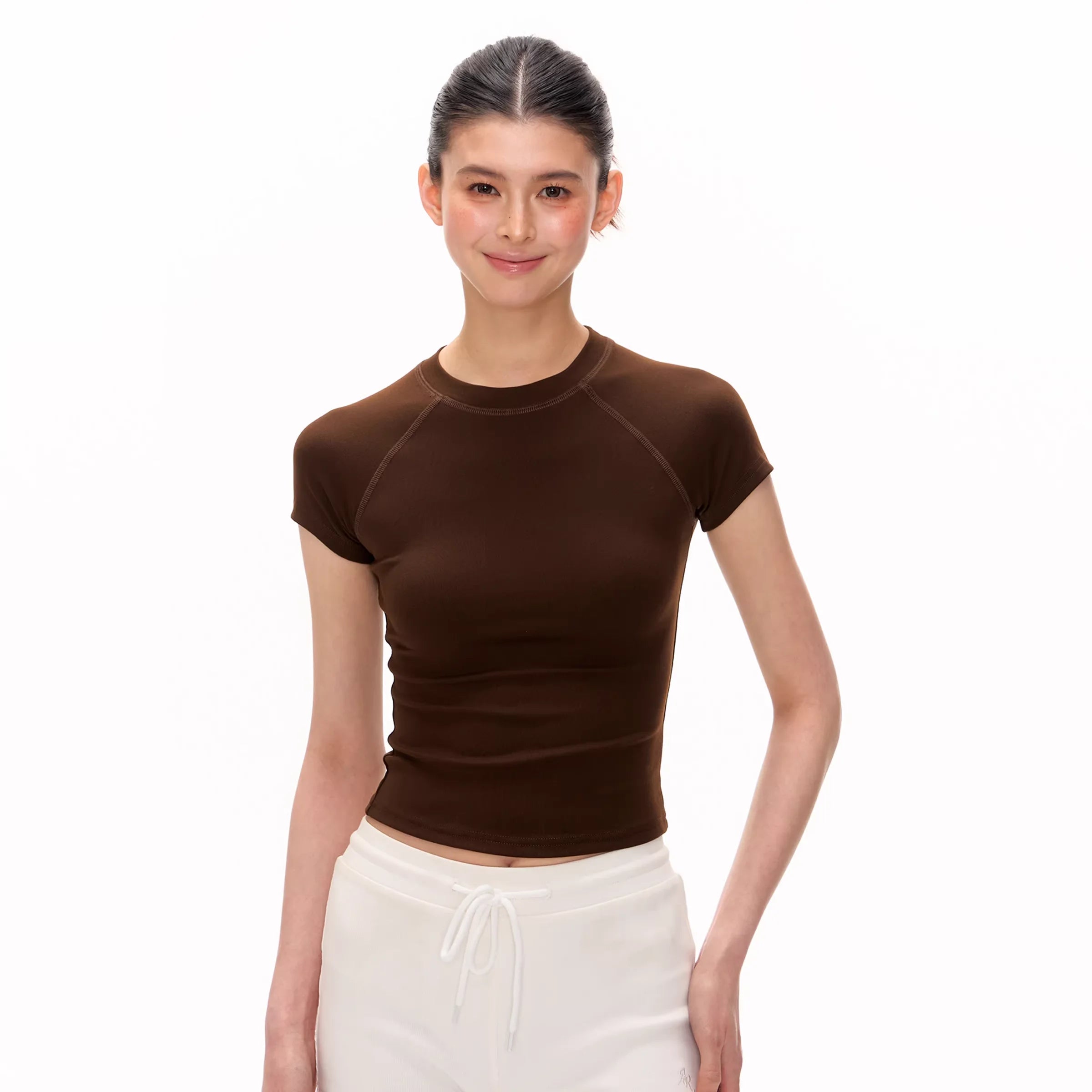 ARISEISM Women's Slim Fit Cropped Raglan Sleeve T-Shirt