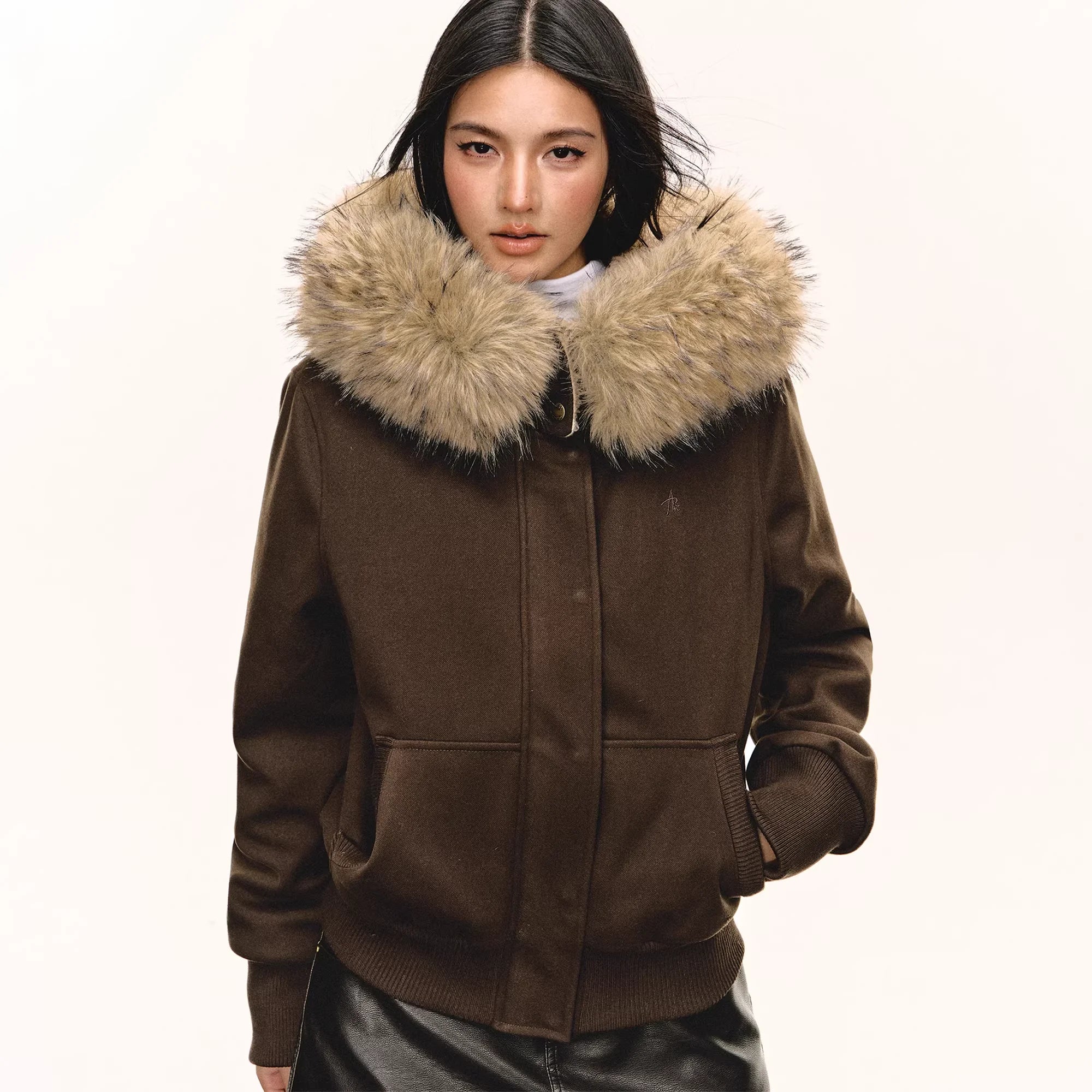 ARISEISM Women's Winter Cotton Coat with Detachable Fur Collar