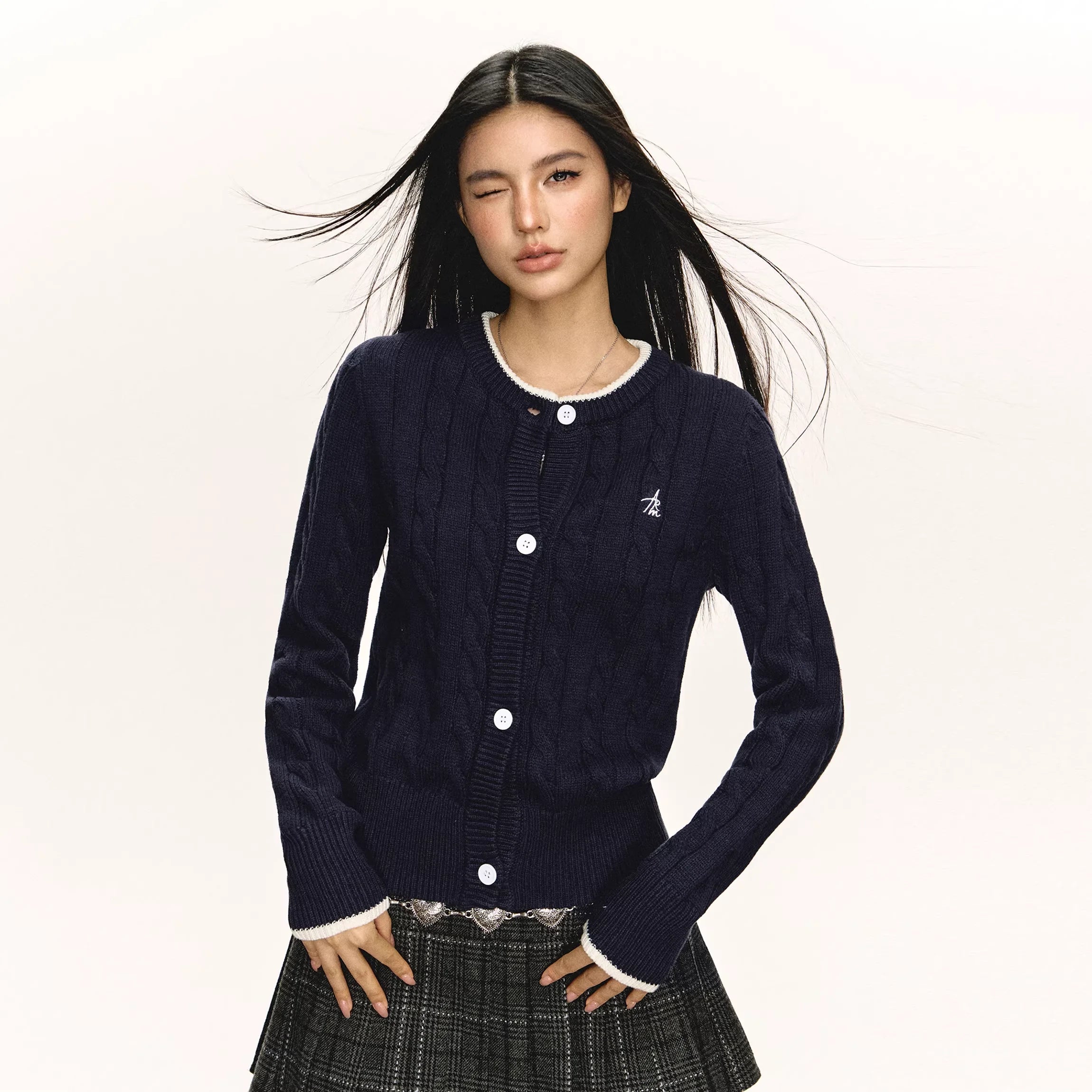 ARISEISM Women's Slim Fit Cable Knit Cardigan Sweater