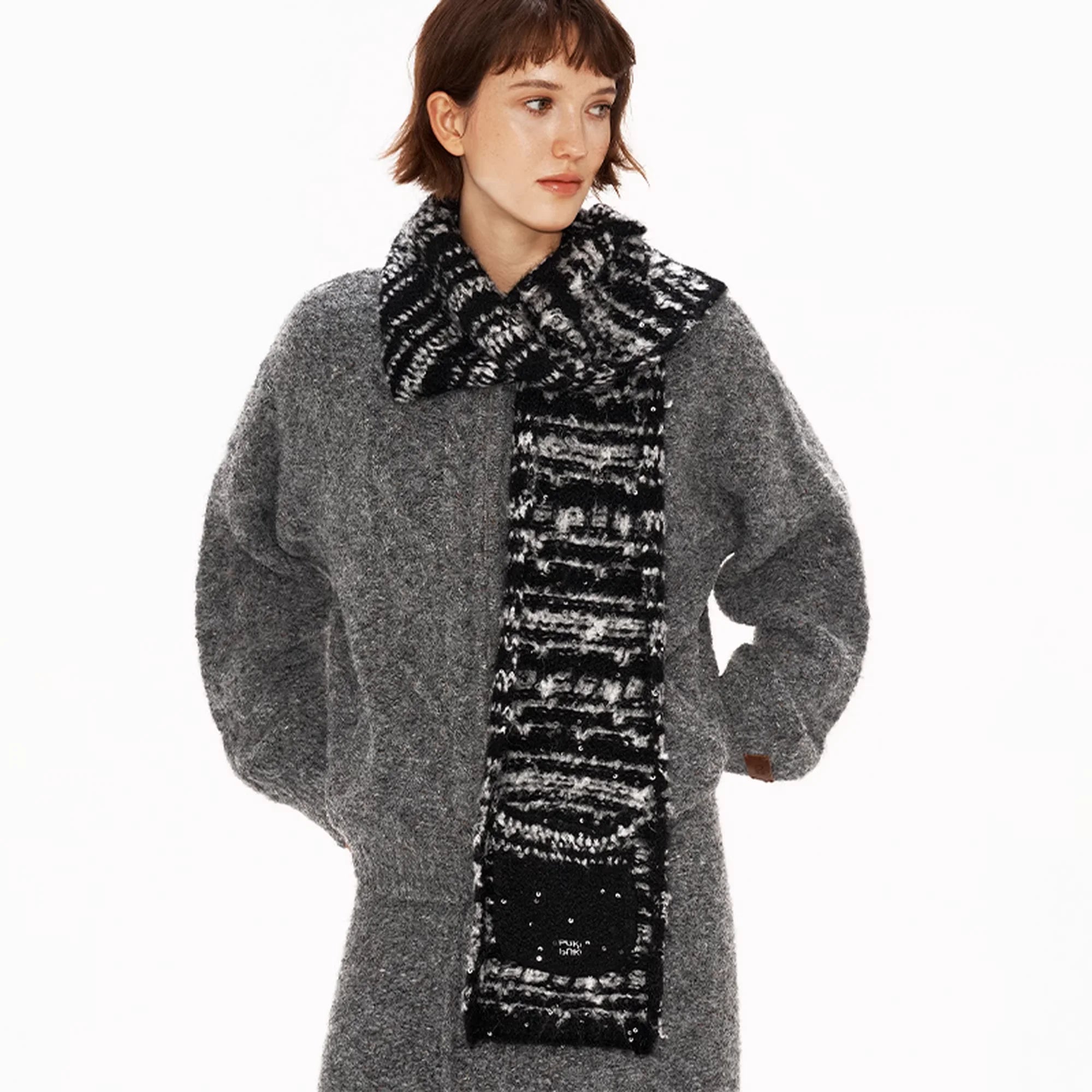 PUKI Double-Twisted Wool Sequin Pocket Scarf
