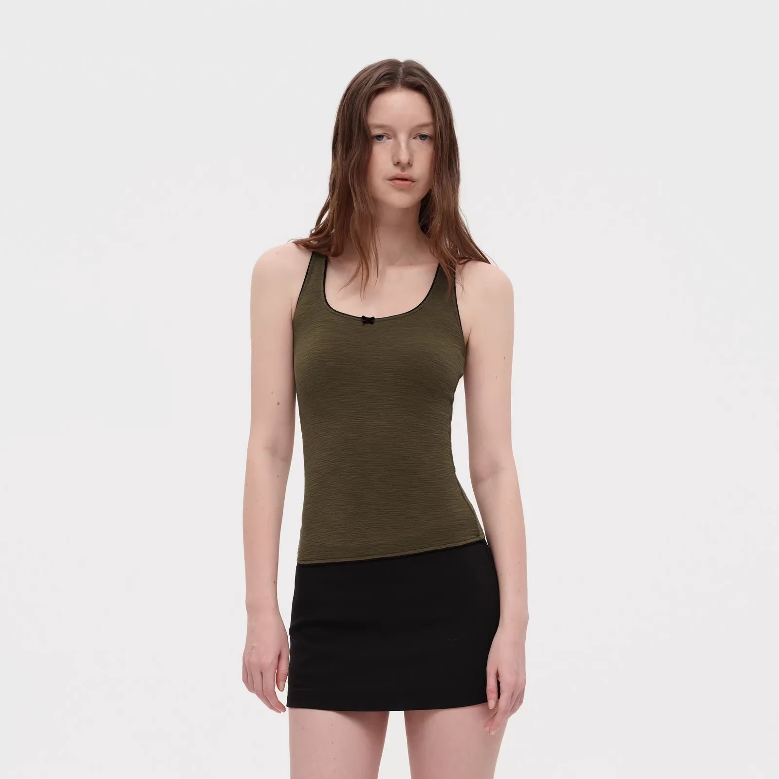 PUKI Colorblock Bow Detail Textured Camisole