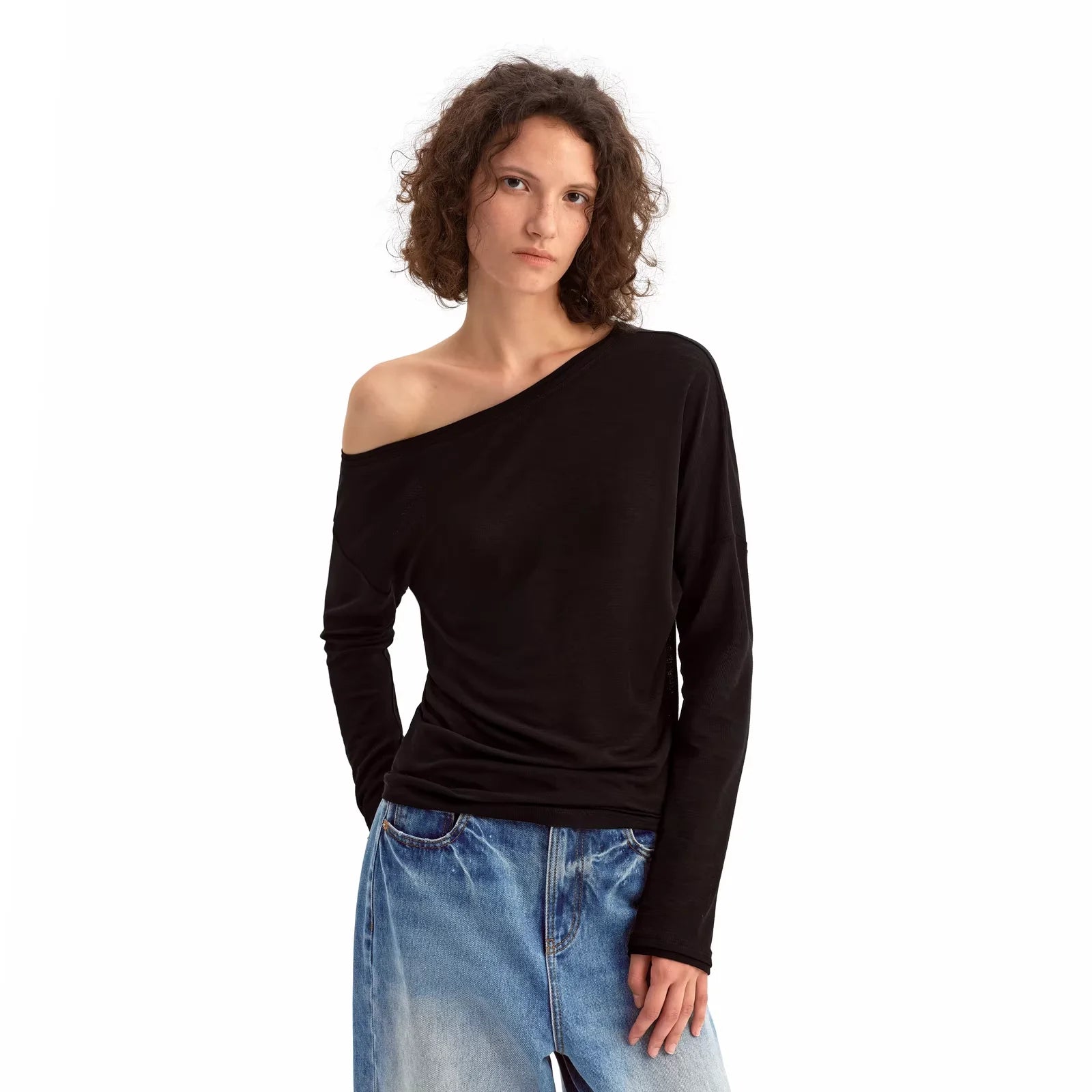 PUKI Women's Convertible Off-Shoulder Long Sleeve Top