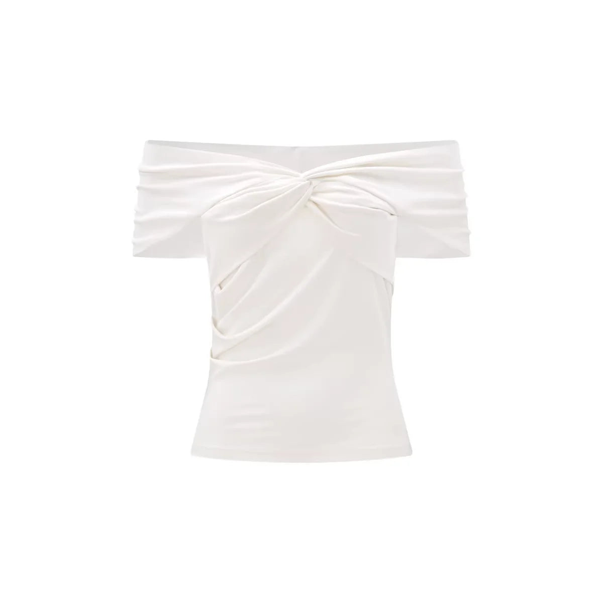 PUKI Off-Shoulder Twist Front Fitted Top