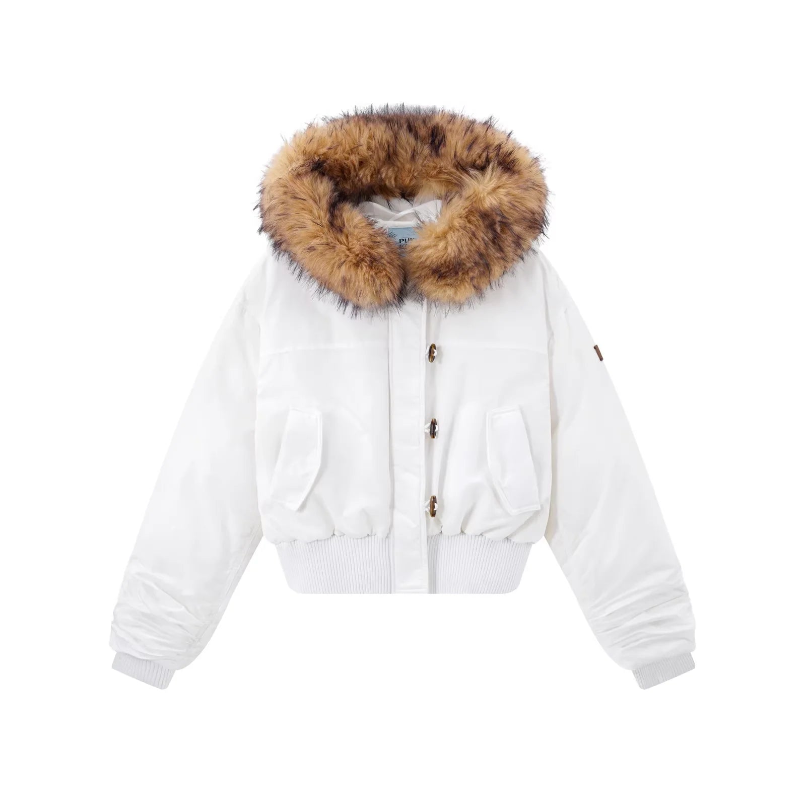 PUKI Women's Oversized Hooded Down Jacket with Fur Collar