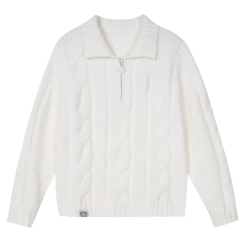 MEDM Unisex Cable Knit Half-Zip Sweater Jacket