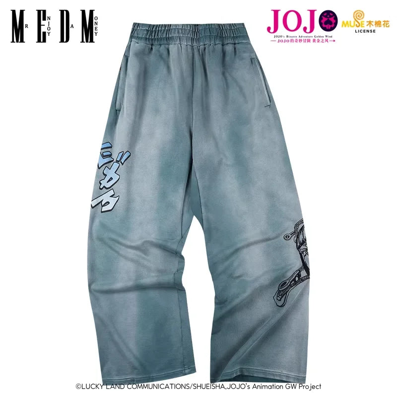 MEDM Sketch Style Vintage Washed Anime Sweatpants for Men