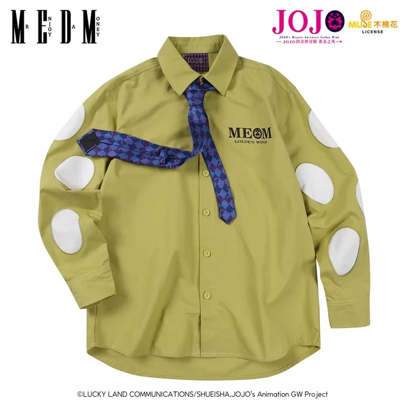 MEDM Green Patchwork Button-Up Shirt with Trendy Autumn Style