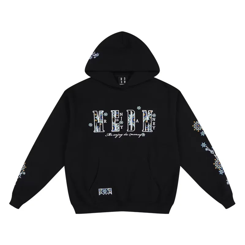 MEDM Ethnic Embroidered Floral Hoodie with Oversized Fit