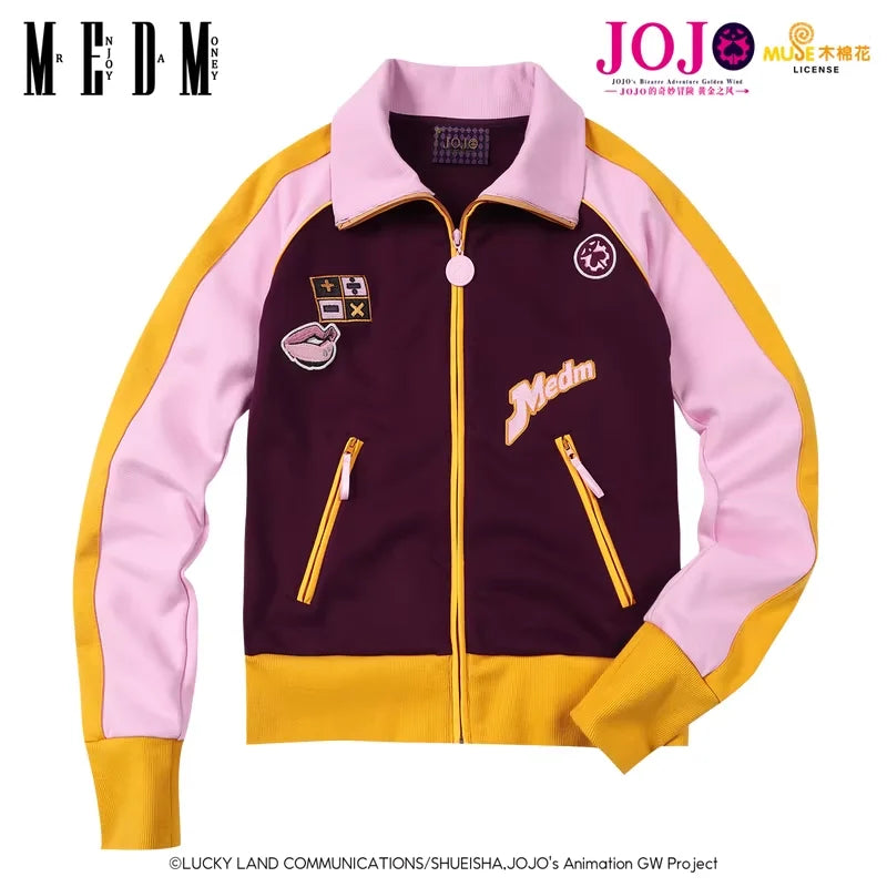 MEDM Colorblock Zip-Up Varsity Jacket with Patches