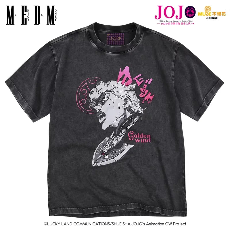 MEDM Men's Vintage Washed Graphic T-Shirt with Anime Print