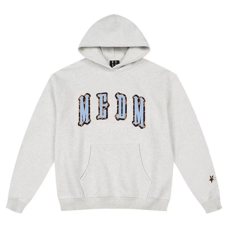 MEDM Embroidered Oversized Hooded Sweatshirt with Four-Letter Design