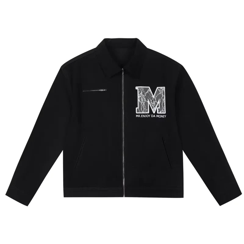 MEDM Unisex Retro Lapel Jacket with Printed Back Design