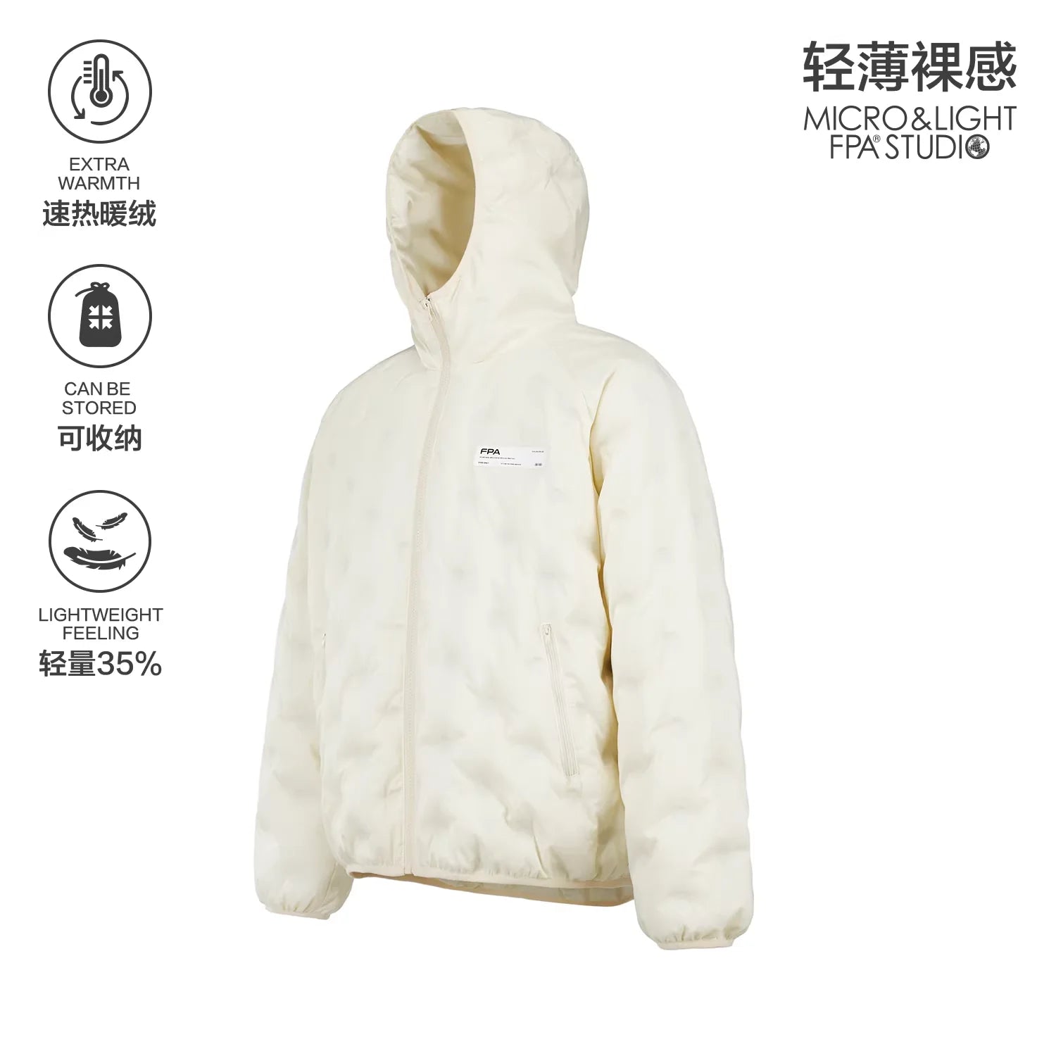 FPA Lightweight Hooded White Duck Down Jacket for Autumn and Winter